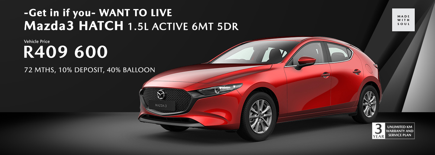 Get in if you want to live with the New Mazda3 Hatch 1.5L ACTIVE 6MT 5DR banner