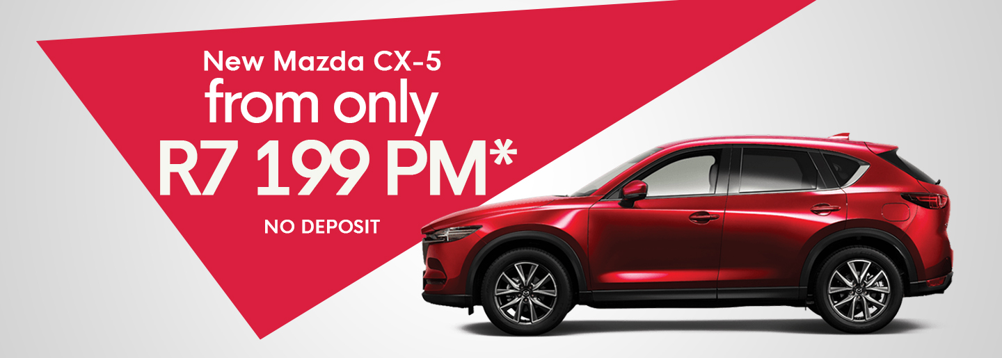 New Mazda CX-5 from only R7 199 PM* promo image alt
