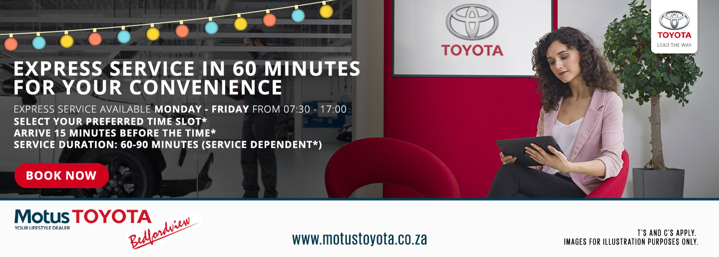 Express Service at Motus Toyota Bedfordview banner