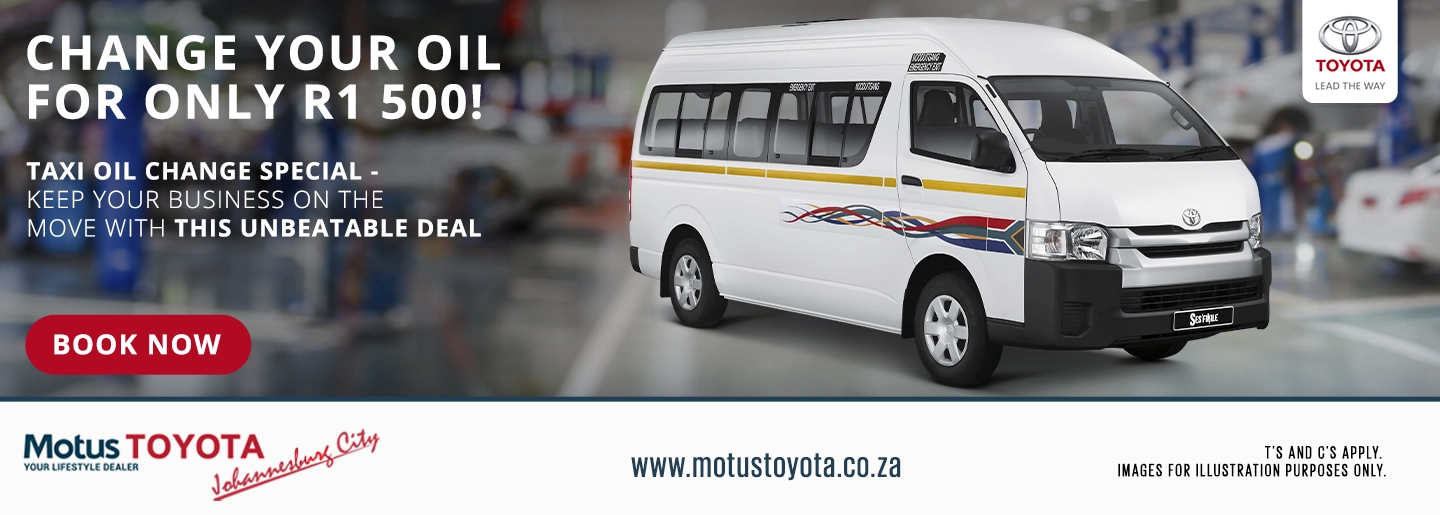 Change Your Oil at Motus Toyota Johannesburg City banner