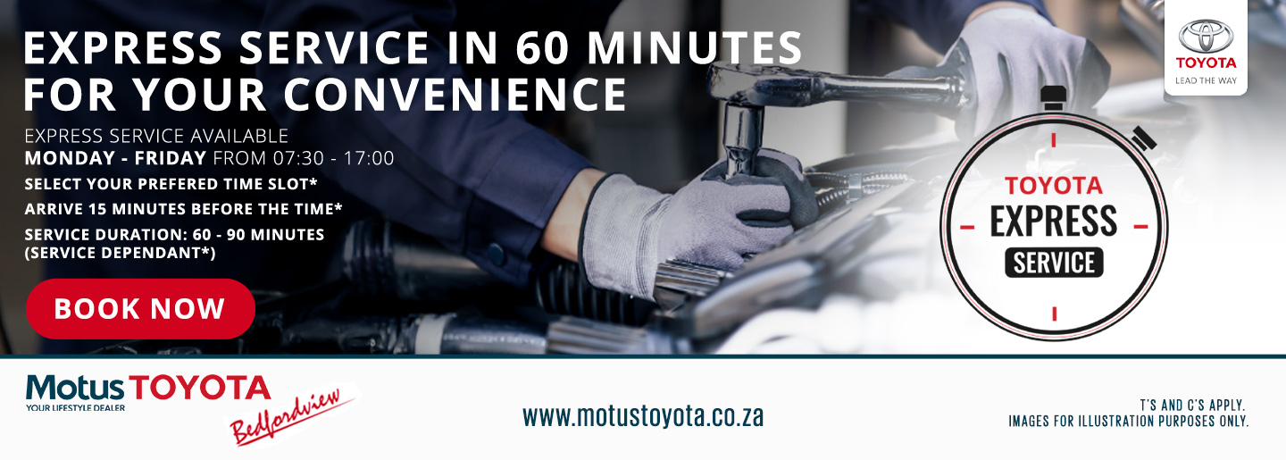 Express Service at Motus Toyota Bedfordview banner