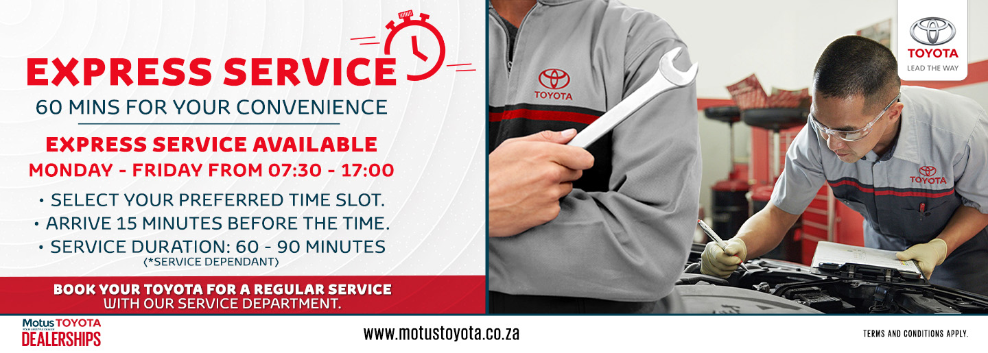 Express Service at Motus Toyota Johannesburg City. banner