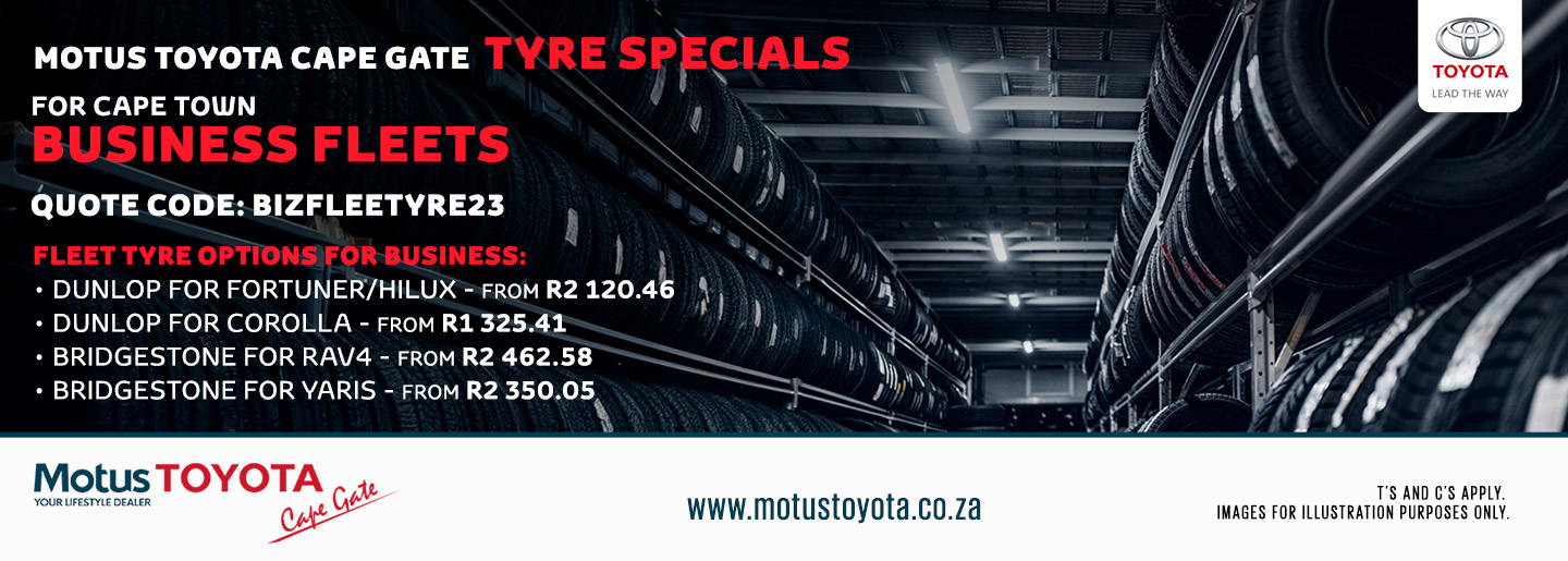 Motus Toyota Cape Gate Tyre Specials! banner