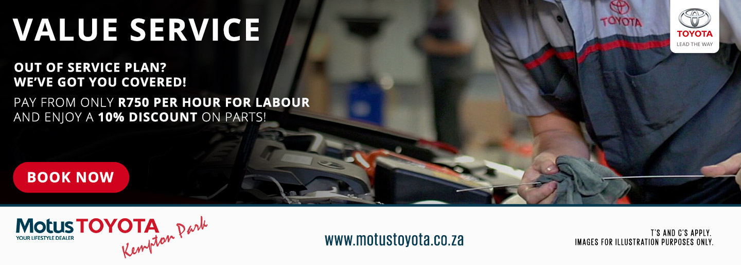 Value Service at Motus Toyota Kempton Park banner