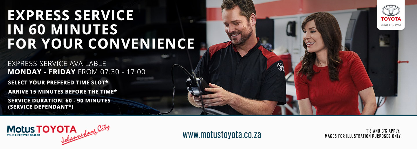 Express Service at Motus Toyota Johannesburg City. banner