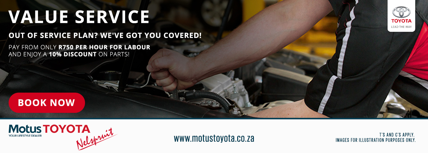 Value Service at Motus Toyota Nelspruit banner