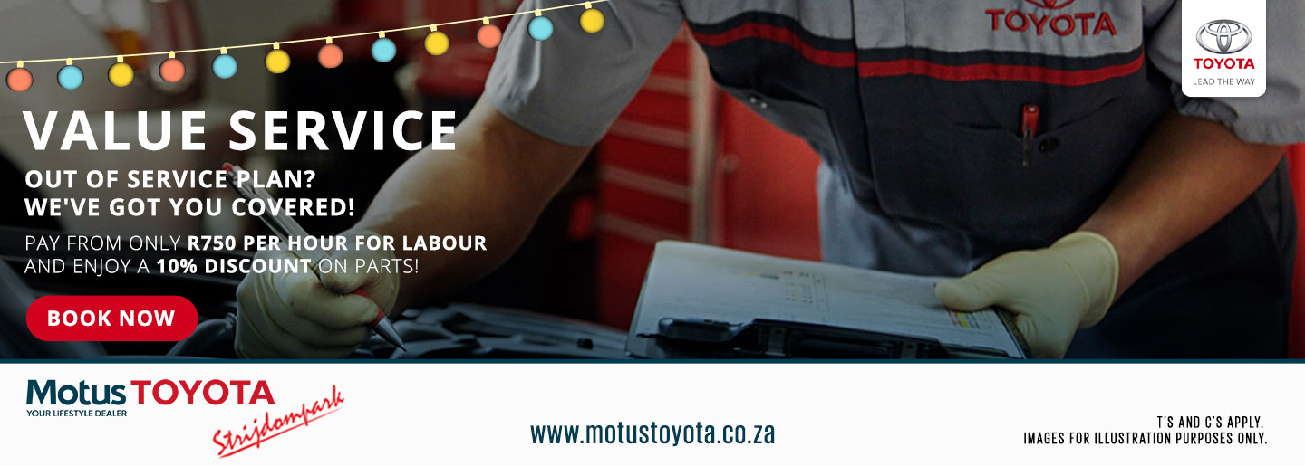 Value Service at Motus Toyota Strijdompark banner