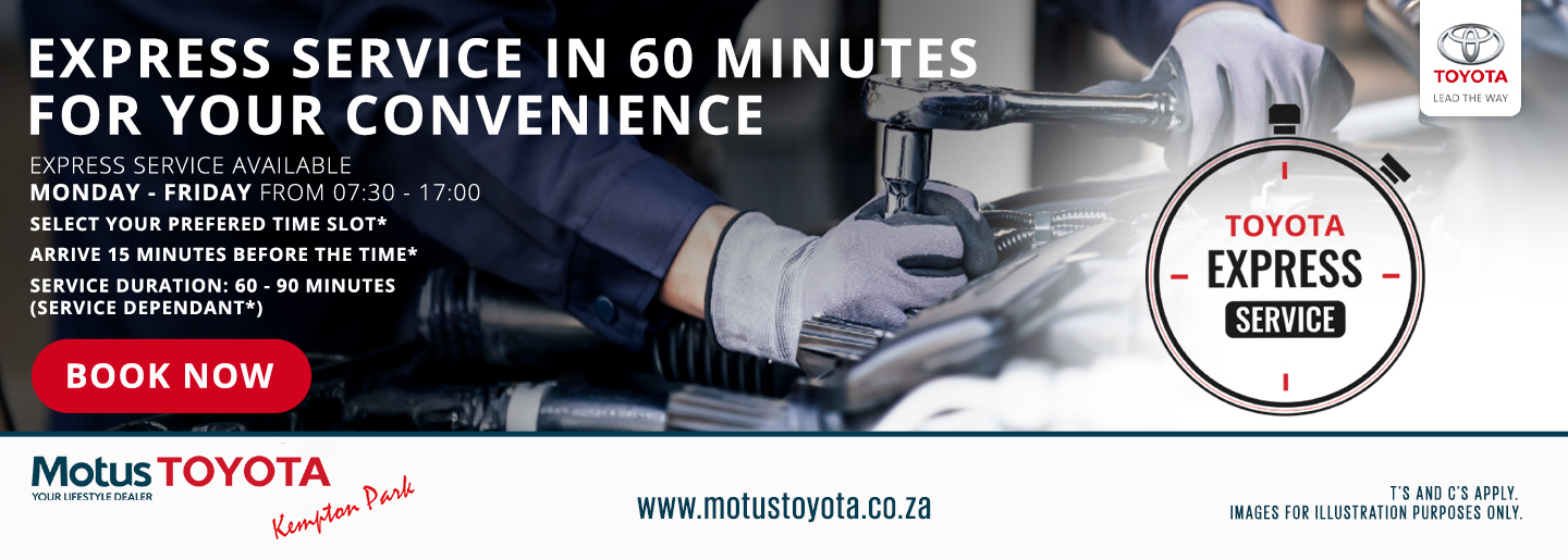 Express Service at Motus Toyota Kempton Park banner