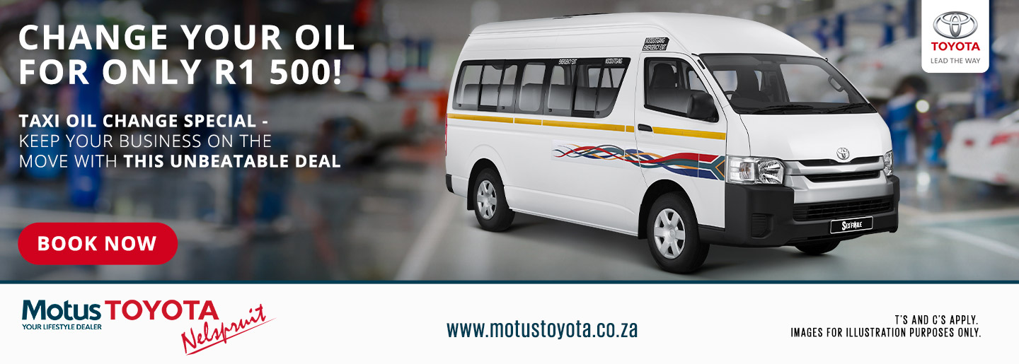 Change Your Oil at Motus Toyota Nelspruit banner