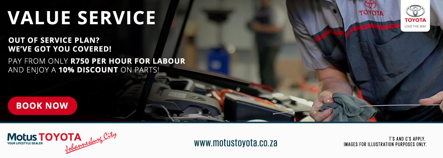 Value Service at Motus Toyota Johannesburg City banner