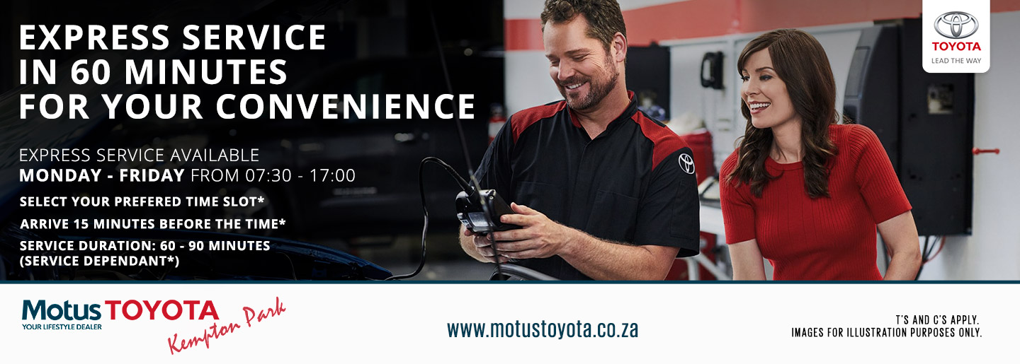 Express Service at Motus Toyota Kempton Park banner