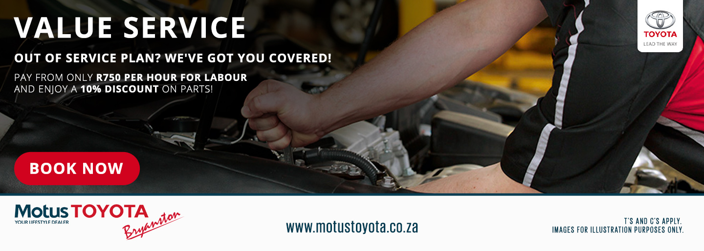 Value Service at Motus Toyota Bryanston banner